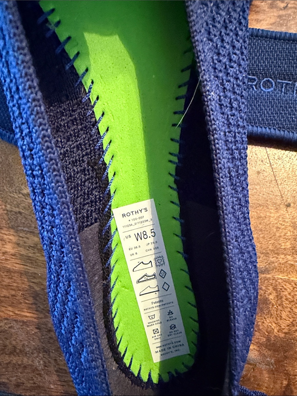Rothy's Royal Blue Knit Ballet Flats with Heel Tie New! Size 8.5 - Picture 6 of 6